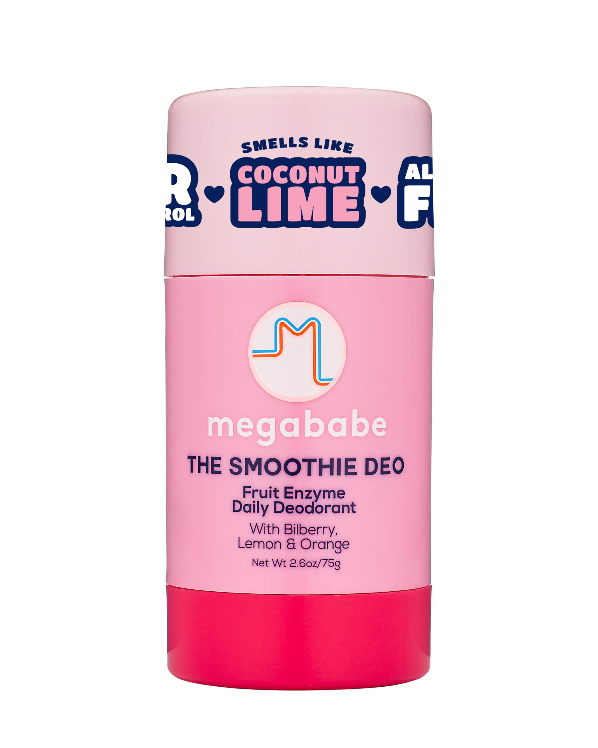 Megababe Daily Deodorant -The Smoothie Deo with 72 hour Odor Protection | Coconut & Fruit Enzymes | Aluminum-Free, All Natural | Free from Parabens, Sulfates & Phthalates | 2.6 oz