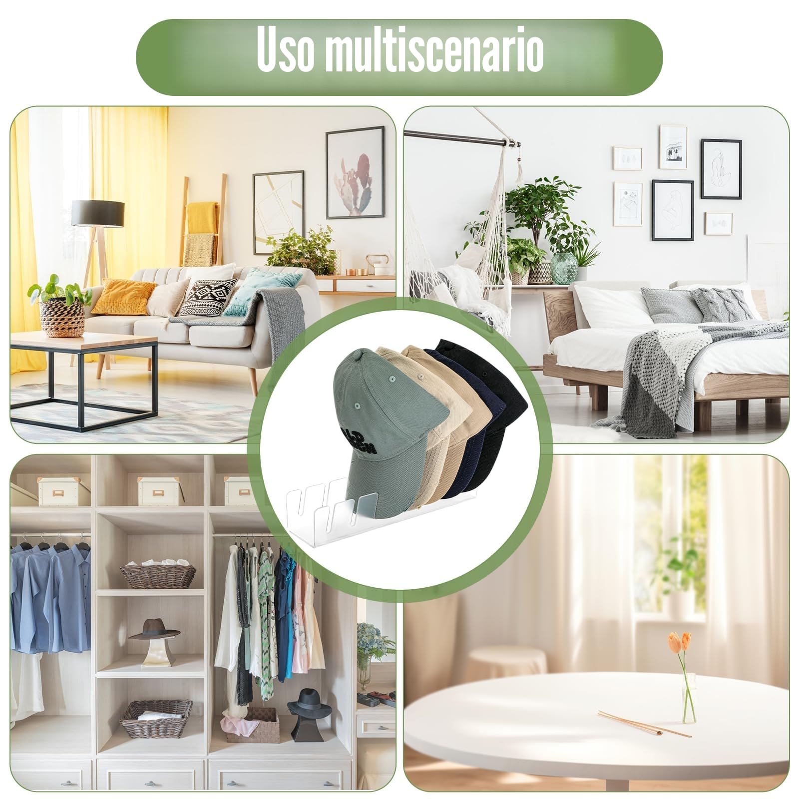 Kasanni 2 pezzi porta cappelli Acrilico portacappelli porta cappelli da armadio Nessuna installazione richiesta organizer per cappelli da baseball Contiene 14 cappellini da baseball