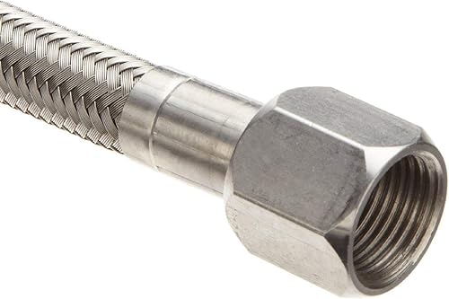 Vista 10 de Hfs (R) alta presión 3/8"x48" SAE hembra x longitud 48" trenzada Manguera de química Acero Inoxidable (3000 PSI Presión max)