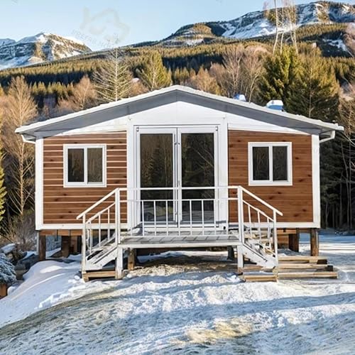 LOZWEB Mobile Prefabricated Tiny House Modular Home Portable Two Bedroom 20Ft Container Expandable House with Triangular Roof