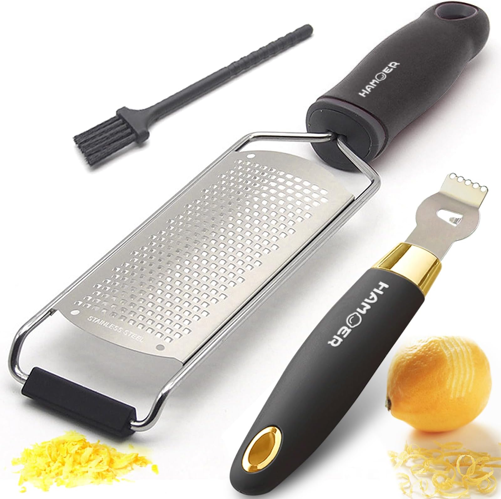 Grater Zester for Cheese Chocolate Lemon Fruit Ginger Multi-Tool Set Ergonomic Non-Slip Handle (Two Tools)…