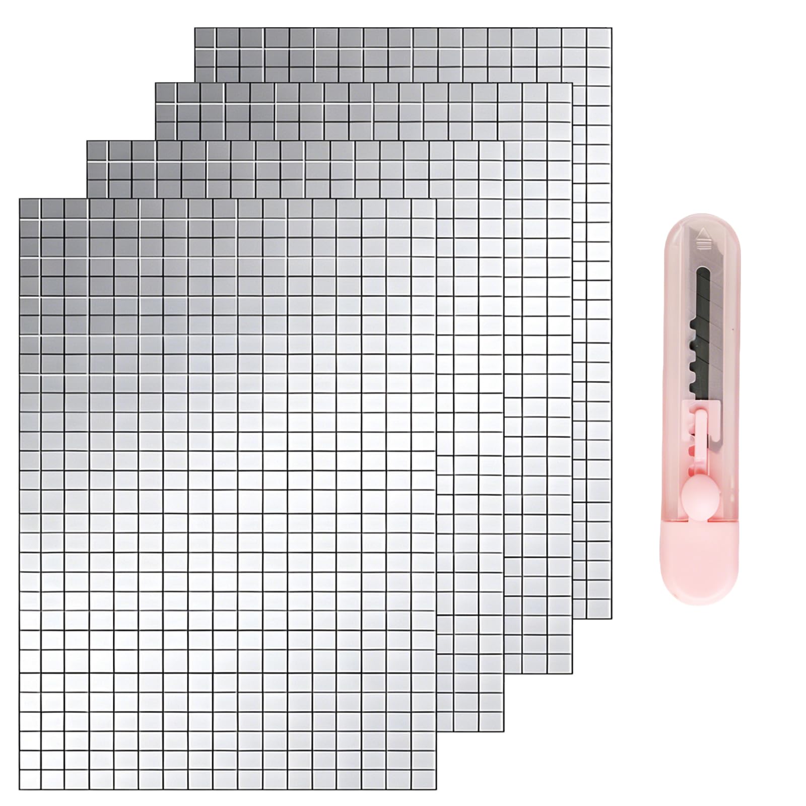 Self Adhesive Mirror Tiles 7200Pcs, Glass Mosaic Sheets with Craft Knife