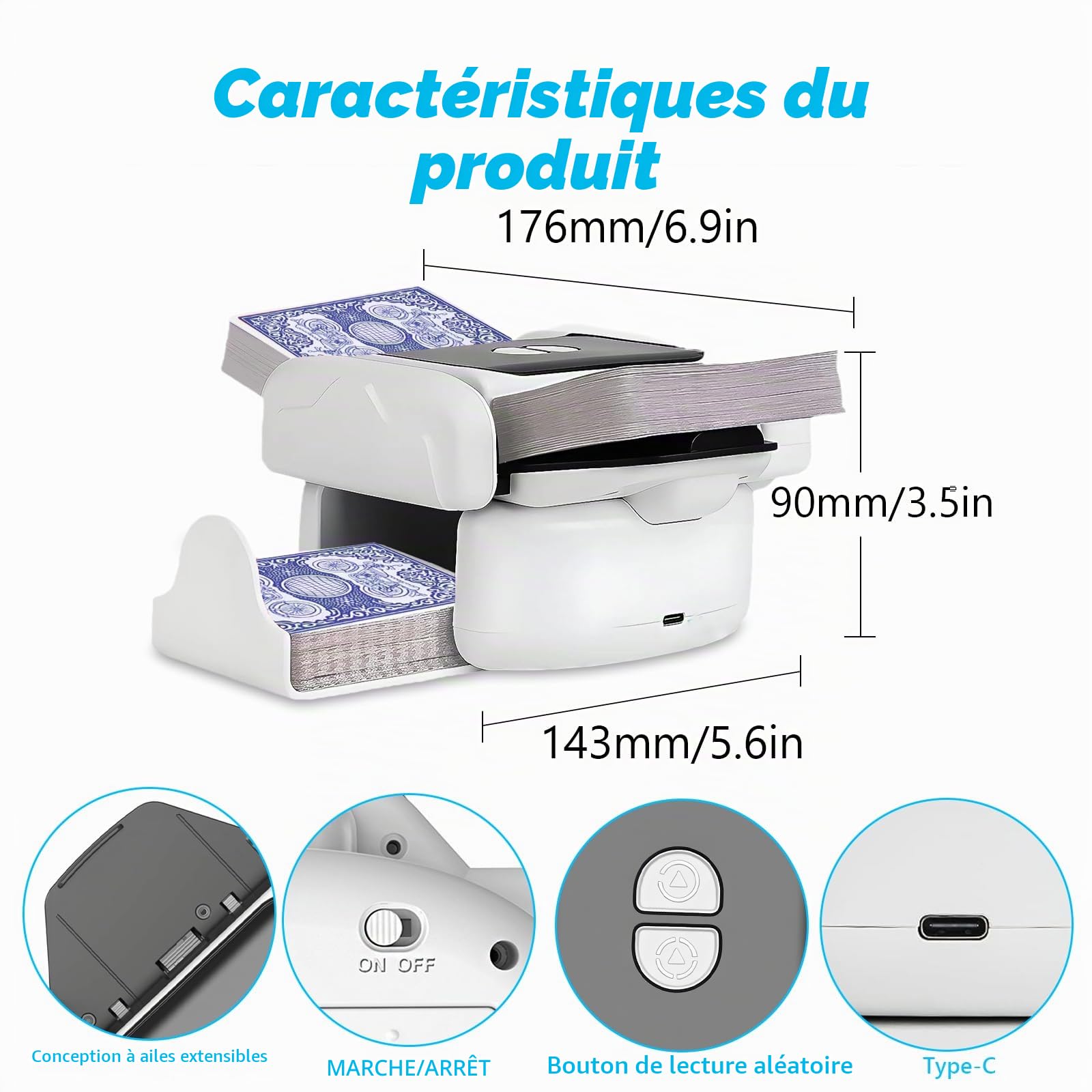 MéLangeur Cartes 2-en-1 Automatique/Manuel, Rechargeable USB | MéLangeur Intelligent Portable Adapté Parties De Poker, Blackjack Et Texas Hold'Em En Famille Et SoiréEs