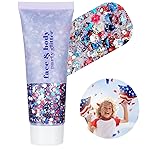 Go Ho Red White and Blue Body Glitter,Patriotic Pride Face Glitter Gel,4th of July Outfits for Women Reflective Glitters Makeup,Holographic Long Lasting Chunky Sequins,Fourth of July USA Accessories