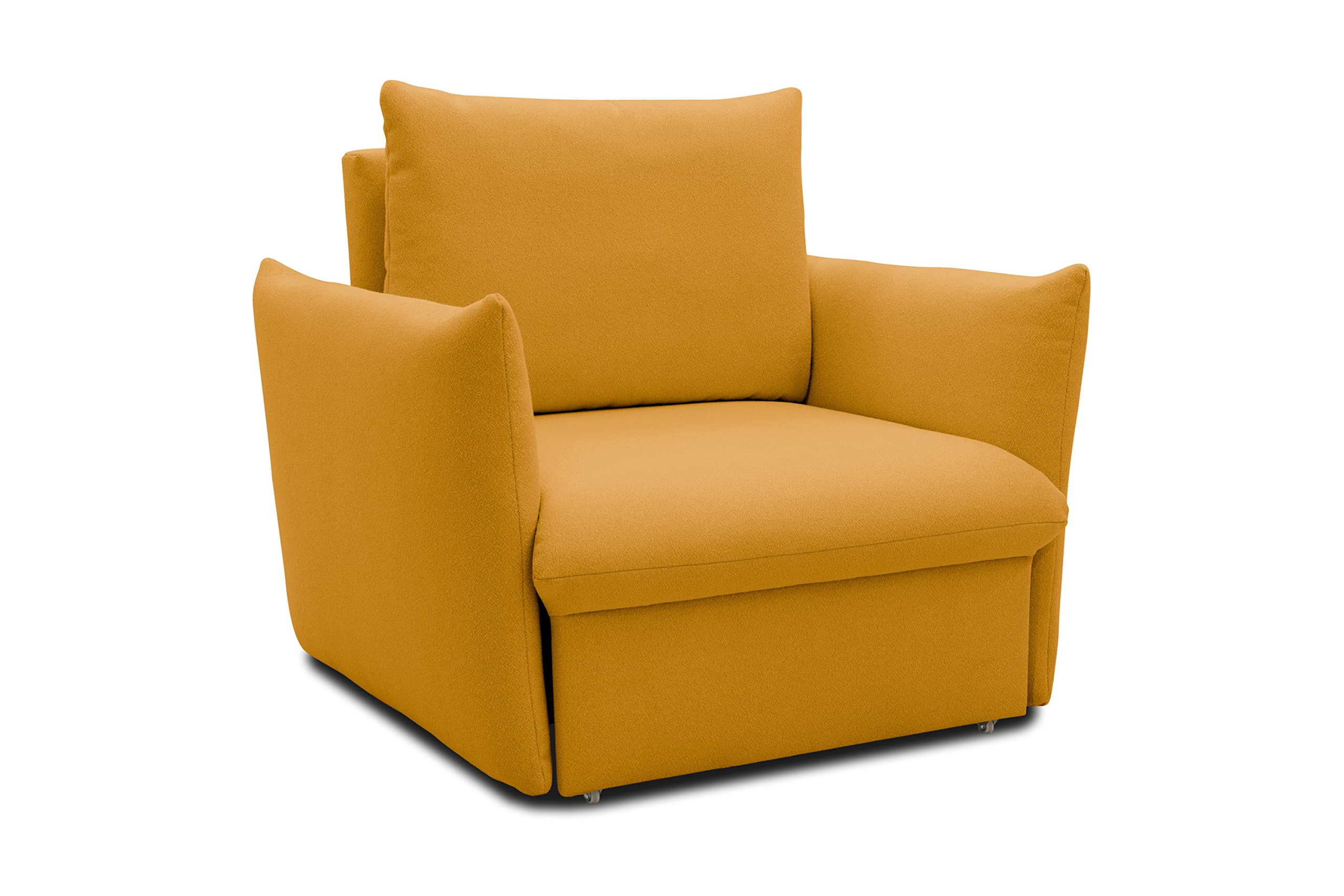 DOMO. collection Cloud Box fotel z funkcją spania i sprężynami kontynentalnymi, sofa z wysuwaną pościelą, fotel tapicerowany, fotel pojedynczy, mango, 120 x 97 x 100 cm