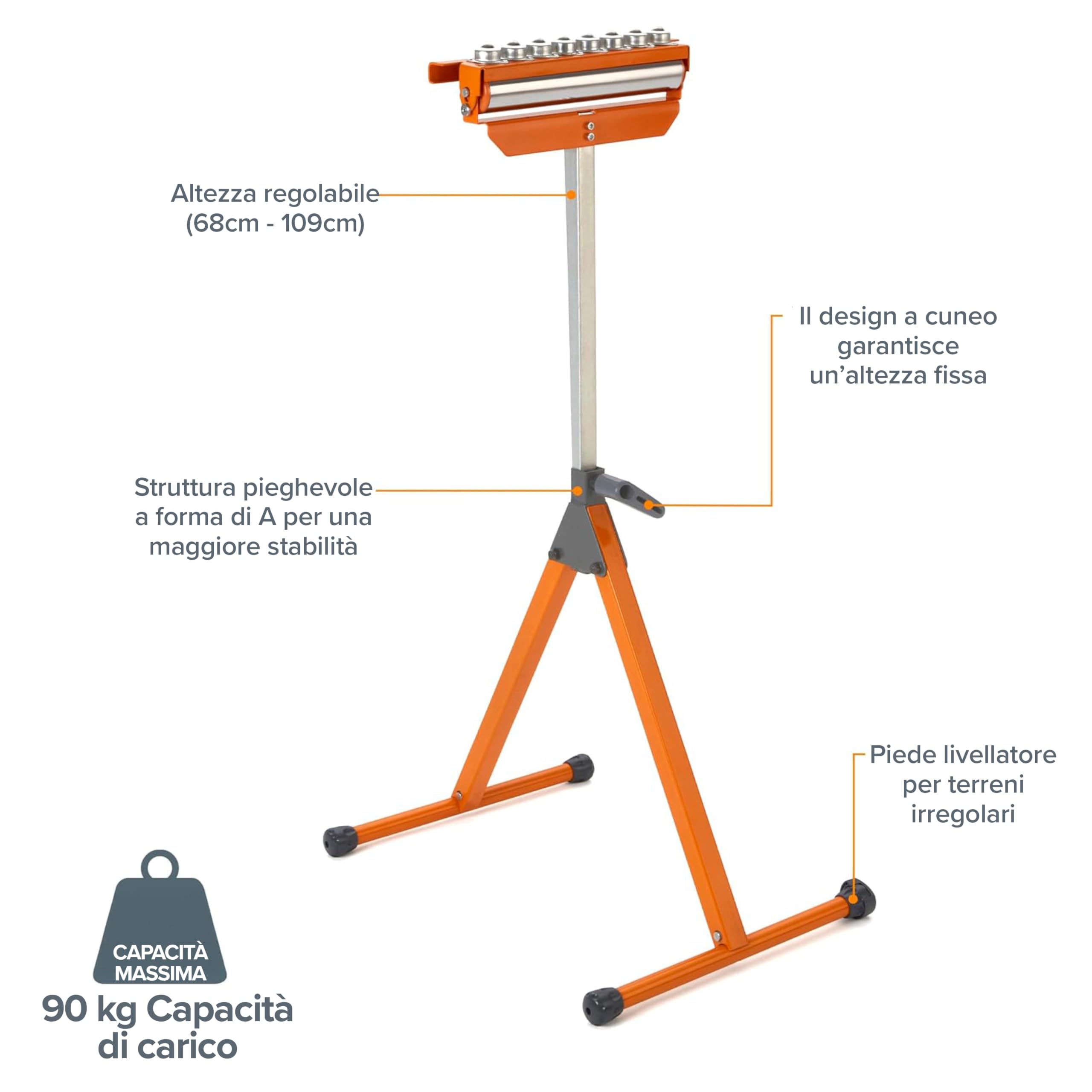 Portamate supporto pm-5093 Tri funzione piedistallo 28,6 cm in acciaio lucido 6 Ball multi-directional Rollers