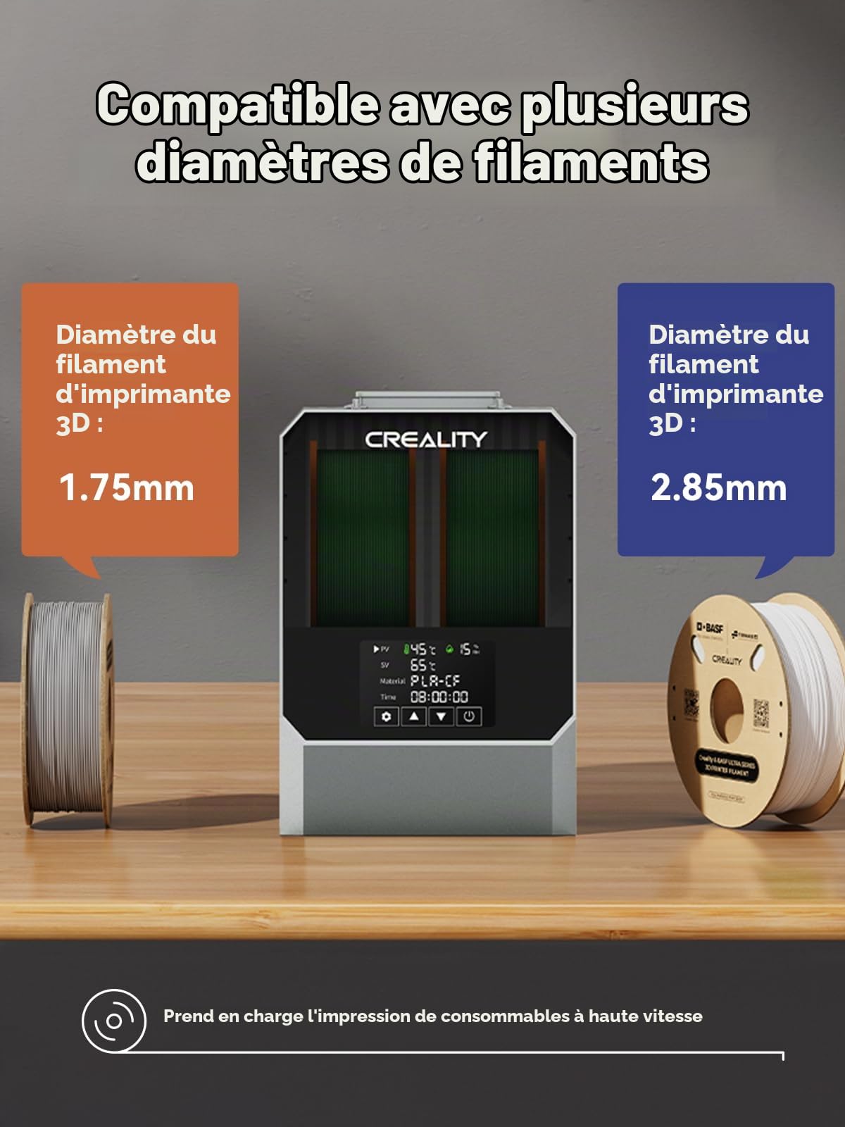 Creality Space PI Plus Séchoir à Filament - Capacité pour 2 Rouleaux, Minuterie de 48 Heures, Écran Tactile de 3,7 Pouces, Chauffage PTC pour PLA 1,75/2,85 mm, PETG, ABS, TPU, Nylon