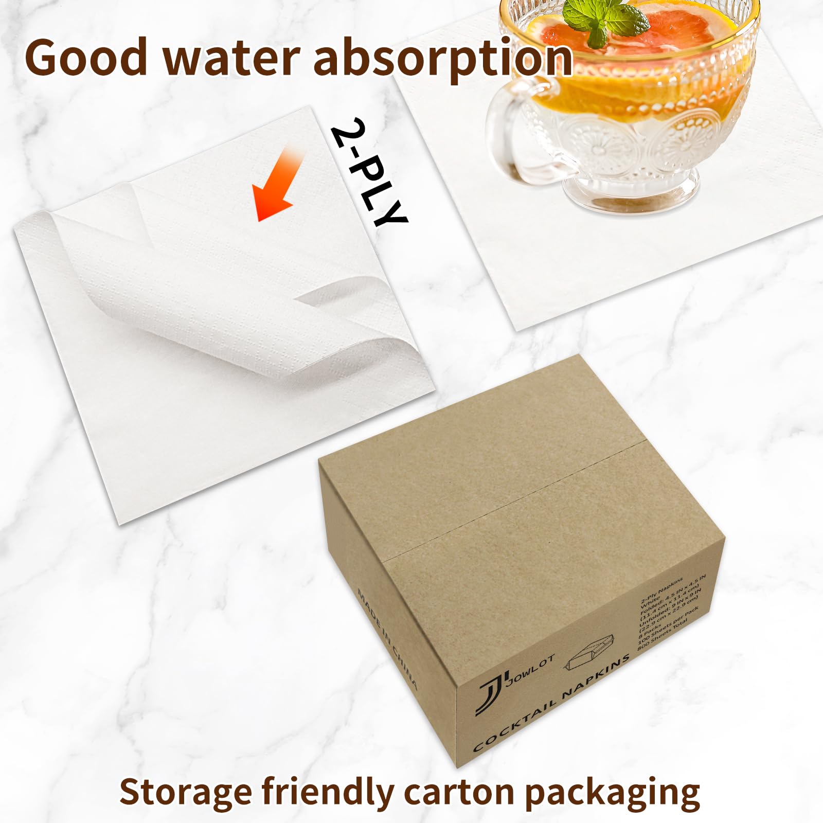 Servilletas de cóctel – 800 servilletas blancas de 2 capas desechables, servilletas de papel plegadas de 4.5 x 4.5 pulgadas, servilletas de bebidas a granel para cena, boda, bar, fiesta y uso
