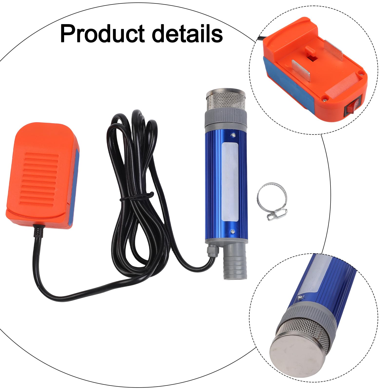 Bomba de Barril de Lluvia, portátil Sumergible para diésel y Agua, 40-60 L/min con Cable de 2,4 m y diámetro de 38 mm