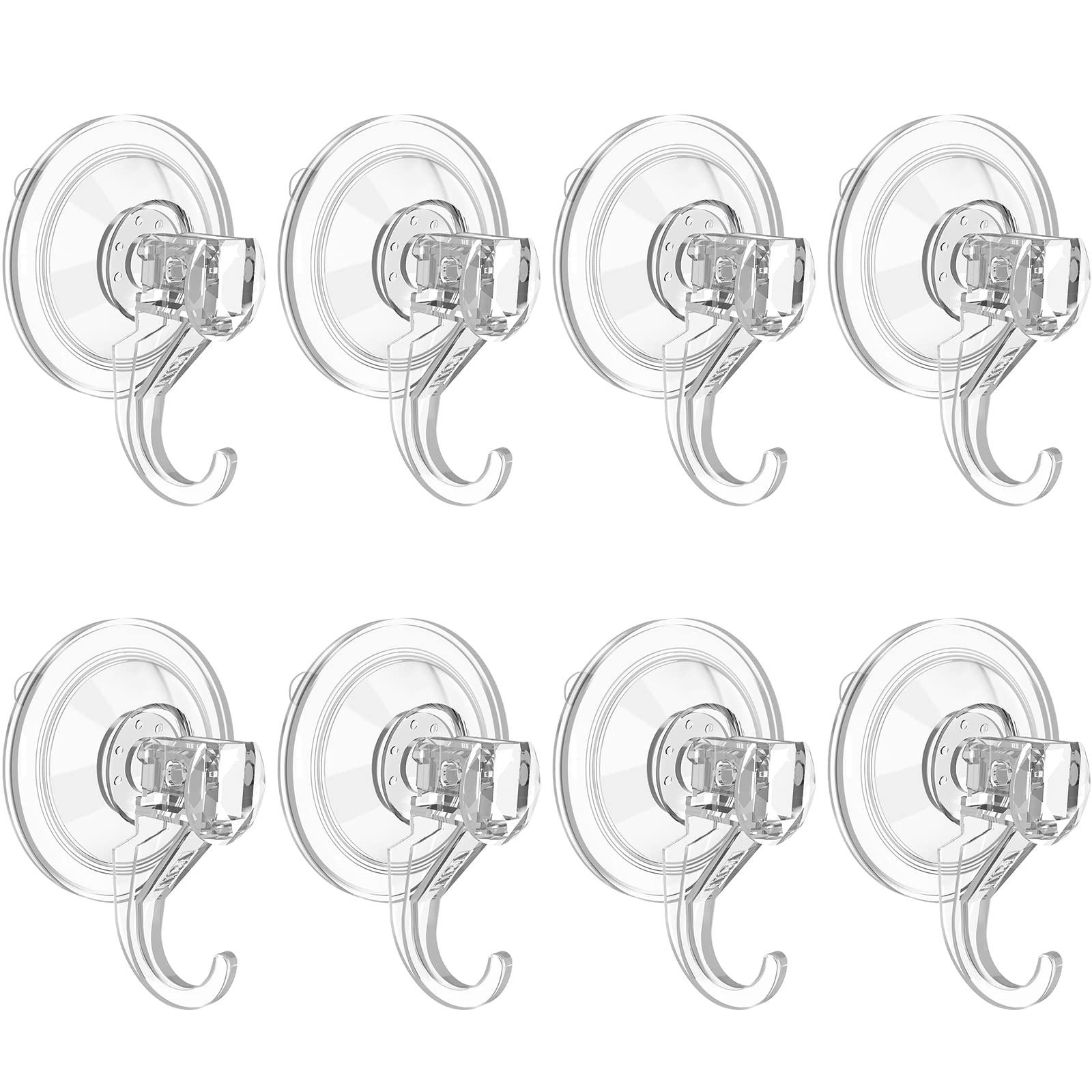 VIS'V Wreath Hanger, Large Suction Cup Wreath Hooks, Heavy Duty, 22 LB Capacity, Removable and Reusable, Clear, 8 Pcs