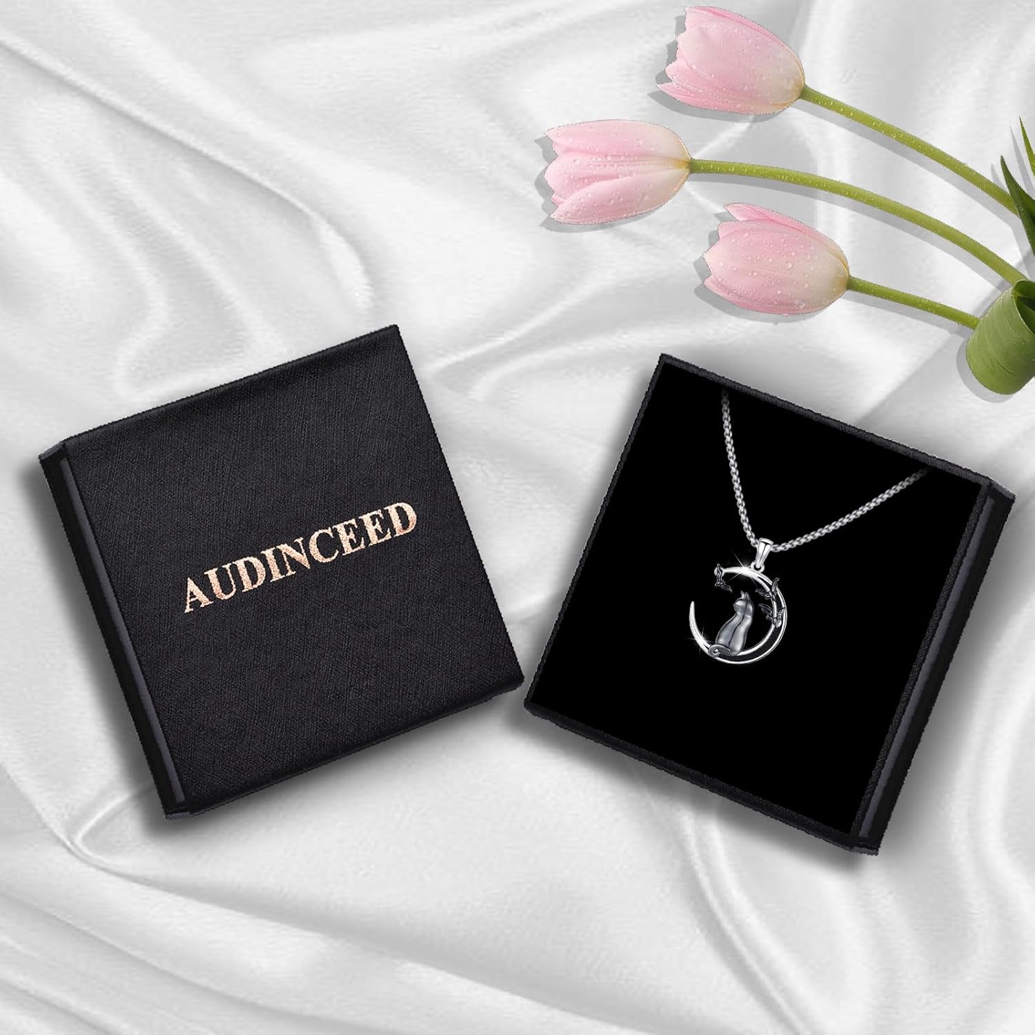 AUDINCCED Black Cat Necklace Turtle Necklace Gothic Jewelry Butterfly Necklace Cat Necklace 925 Sterling Silver Crescent Moon Necklace for Women Cat Gifts for Cat Lovers - Image 7