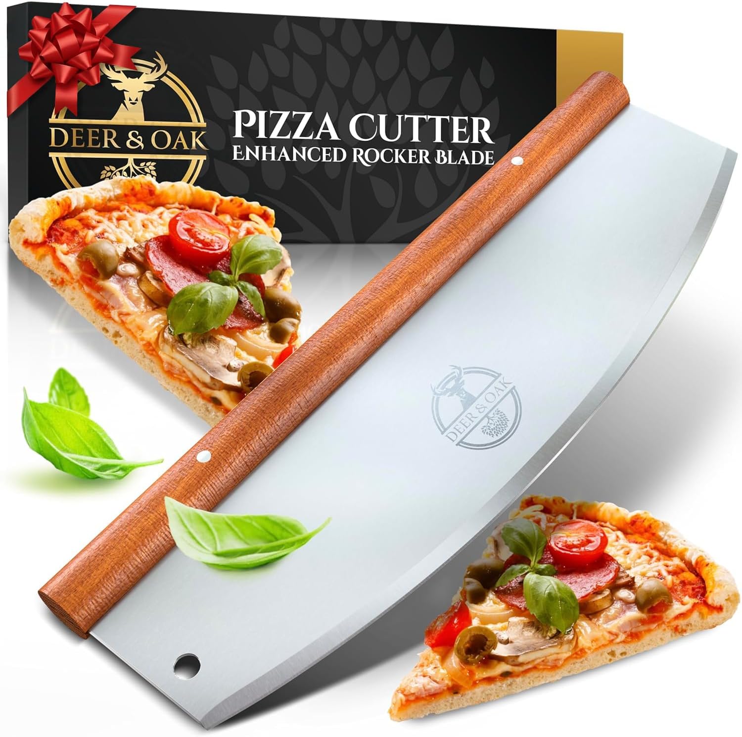 Deer & Oak Pizza Cutter - 36cm Pizza Rocker Cutter - Pizza Cutter Rocker - Pi...