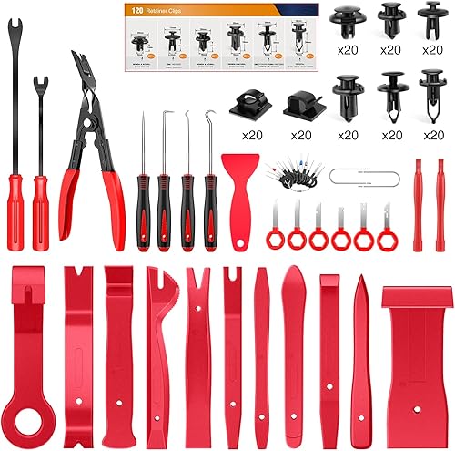 GOOACC Juego de 200 herramientas de eliminación de molduras, pasador de empuje automático, juego de clips de retención de parachoques, herramienta