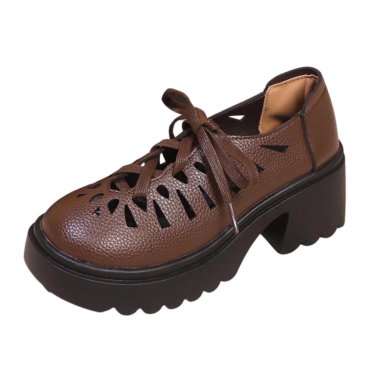 Zapatos tradicionales para mujer, Oktoberfest, para traje regional, color negro, tirolesa, para festivales, informales, con diseño perforado, suela de plataforma gruesa, cordones para el día a día