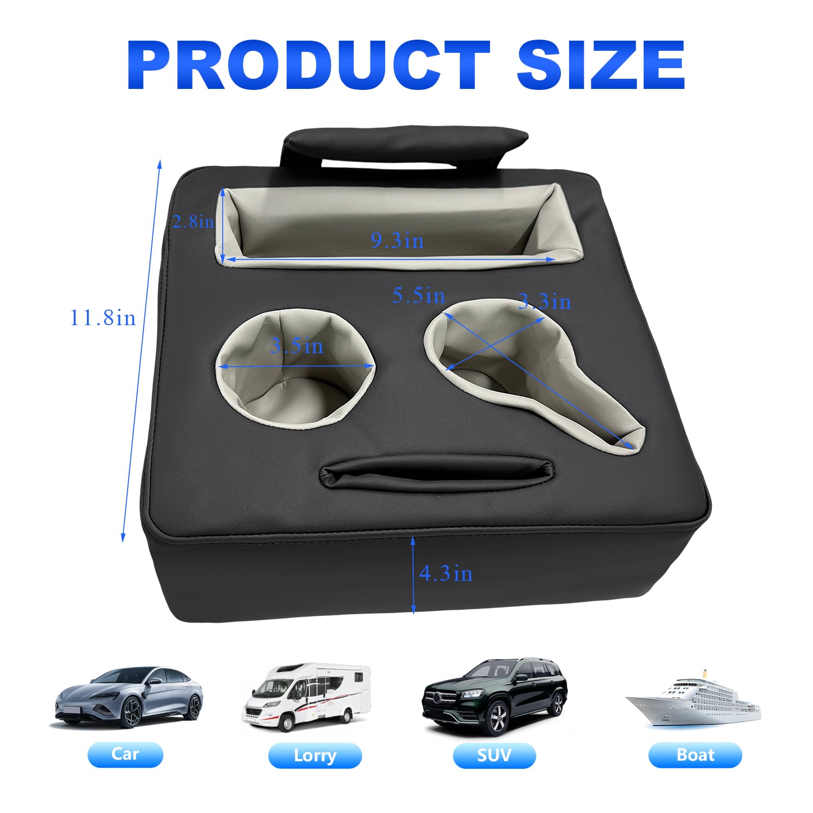 Kewucn Organizador de Asiento Trasero de automóvil, Bandeja de Cuero para sofá, Soporte para Tazas de sofá, Almohada para almacenar Bebidas y Aperitivos, Soporte Universal para Tazas para automóvil,