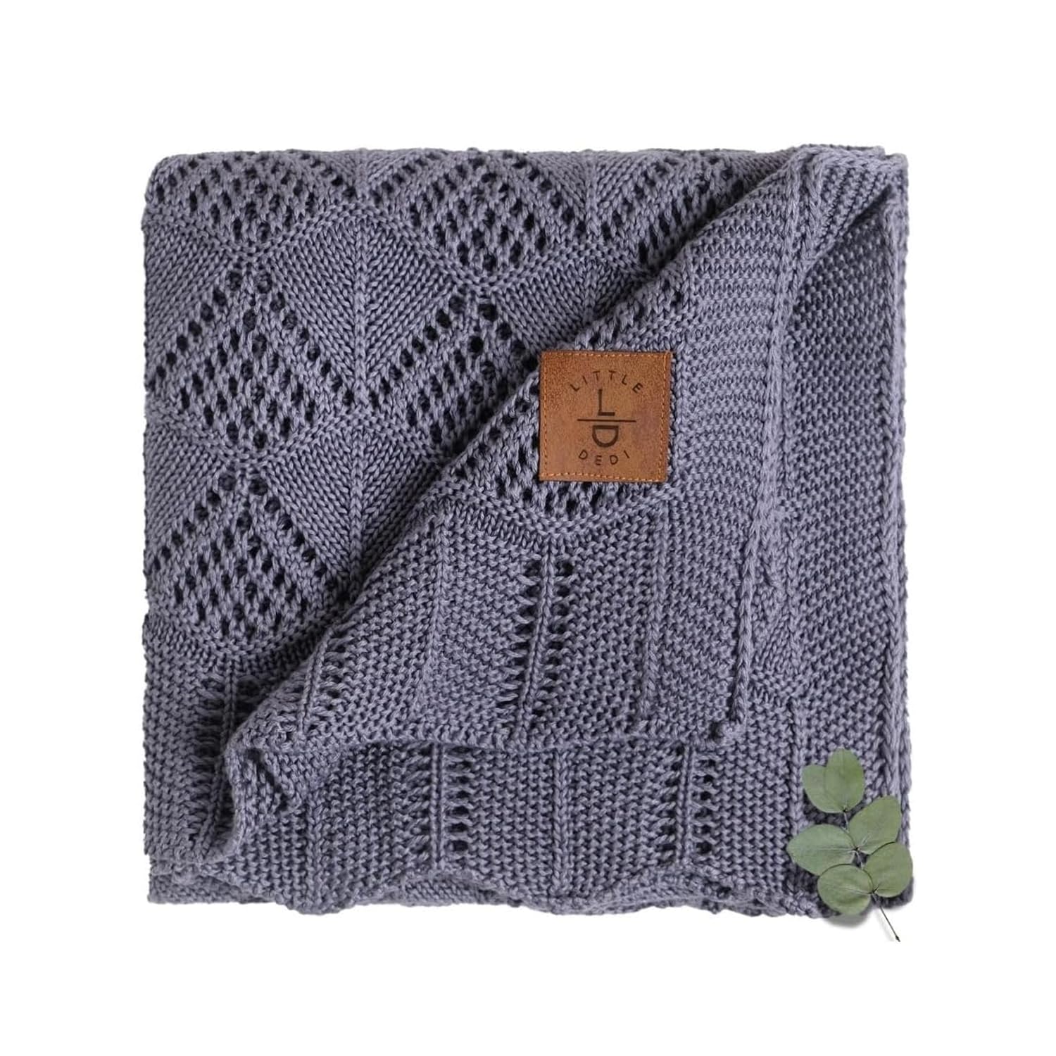 Hypoallergenic Baby Blanket - 30x40 Inches Grey Blue, Oeko-TEX® Certified, Thermal-Regulating, Silky Soft Knit Neutral for Girls &amp; Boys - Swaddle, Toddler, or Receiving Blanket
