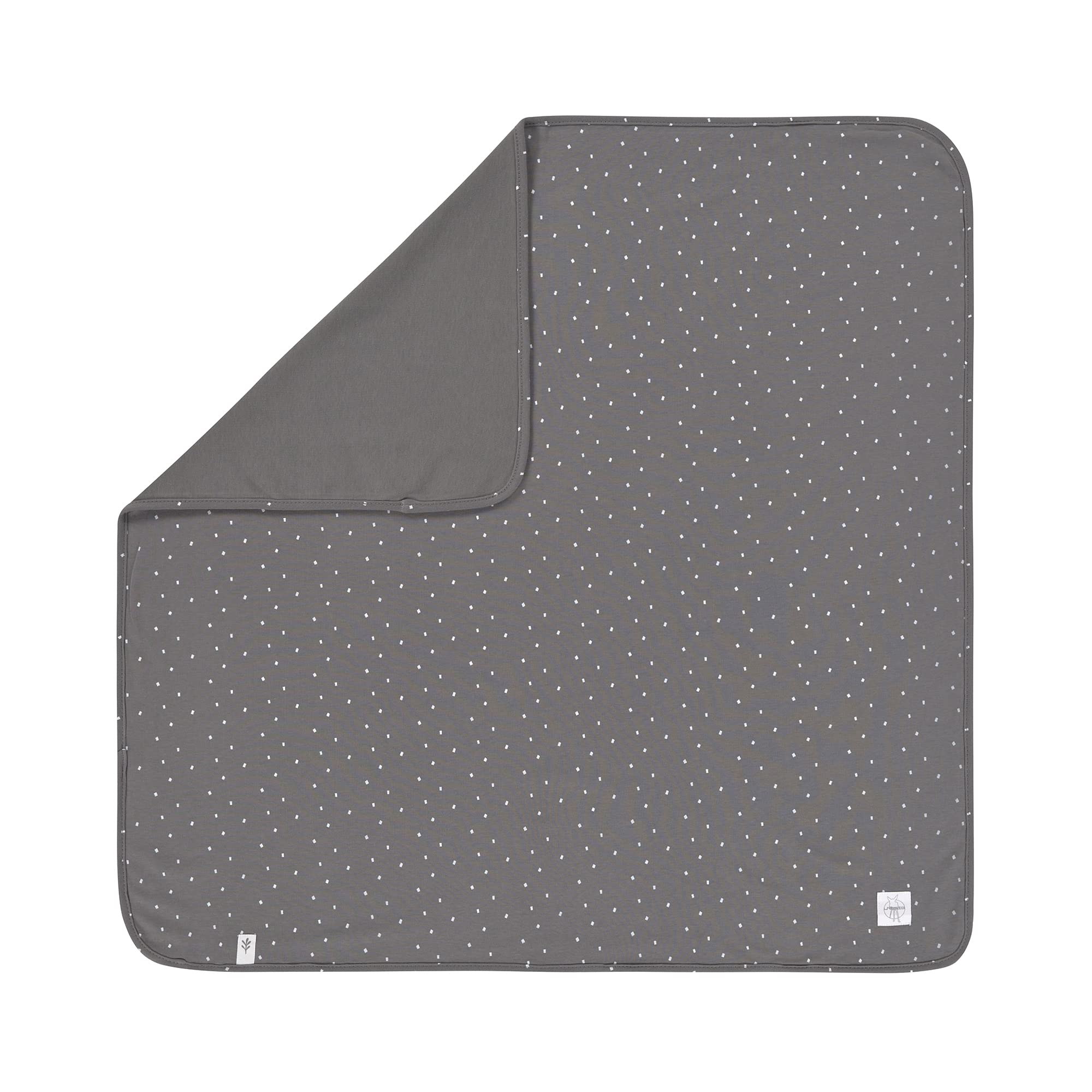 LÄSSIG Baby Comfort Blanket GOTS Certified Soft/Interlock Baby Blanket 80 x 80 cm Spots Anthracite