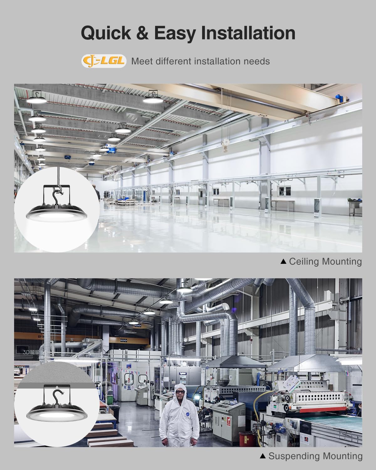 10 Pack UFO LED High Bay Light 150W 16500Lm 5000K High Bay Shop Lights UL Listed with US — view 7