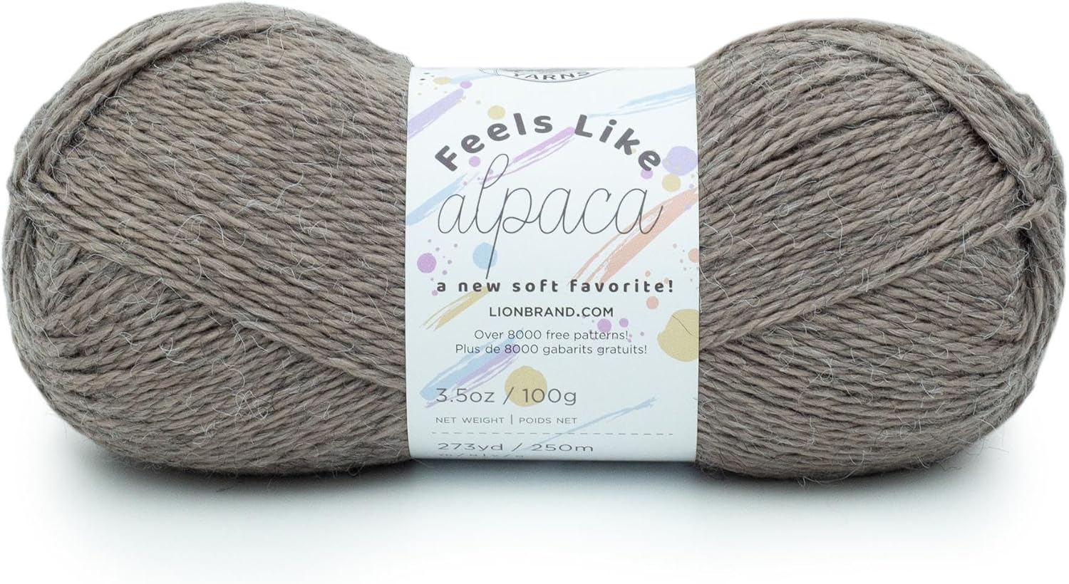 Lion Brand Yarn Feels Like Alpaca - Hilo de alpaca, 1 unidad, color gris pardo