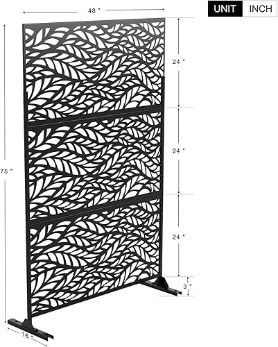 Miniatura 7 de Elevens Pantalla de privacidad para patio, pantalla de privacidad al aire libre con soporte, pantalla de privacidad de metal decorativo de pie para