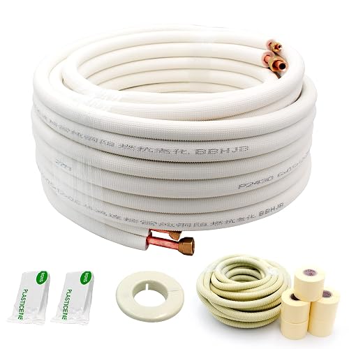 50ft Length Mini Split Line Set,1/4" 1/2" OD Copper Pipes