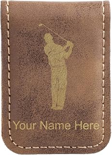 LaserGram Slim Magnetic Money Clip, Golfer, Personalized Engraving Included (Rustic)