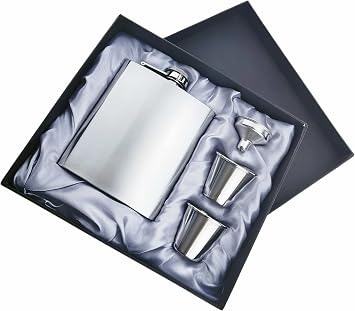 Flask Gift Set Stainless Steel 7Oz Liquor Hip Flask Funnel, Stainless Steel Hip Flasks for Liquor with 2 Cups & Funnel for Birthday Gift for Men