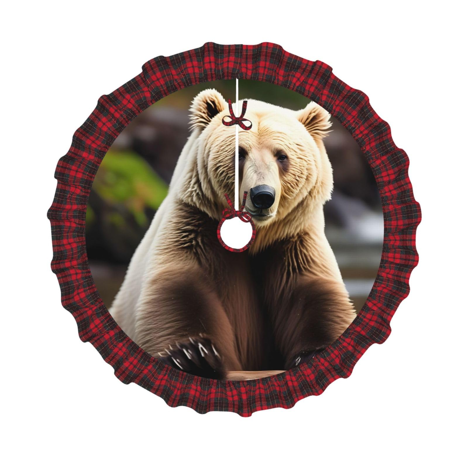 Jupe de sapin de Noël ours brun blanc disposant de 3 tailles au choix pour décors de fêtes