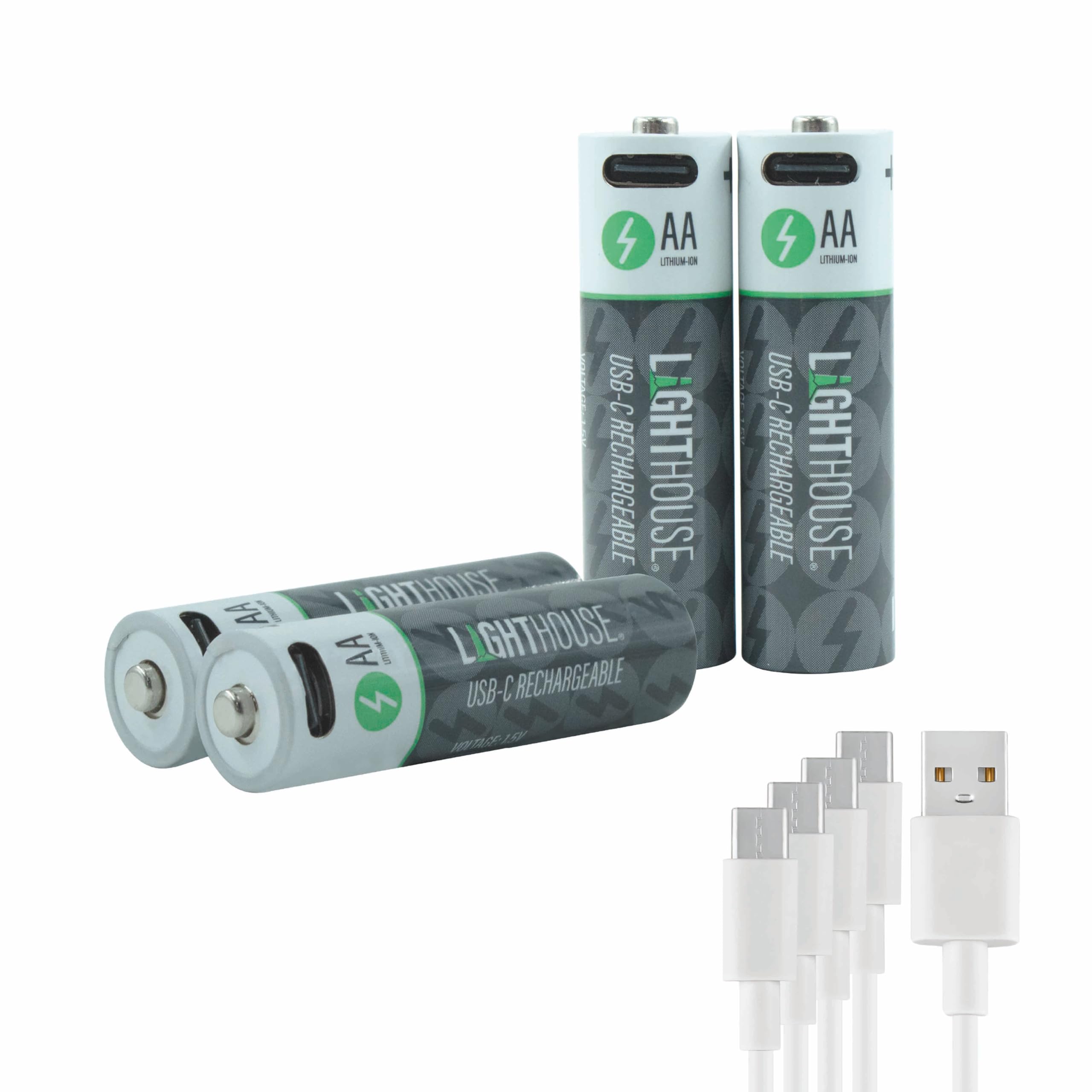 Lighthouse Aa Usb-C Rechargeable Li-Ion Battery Pack Of 4