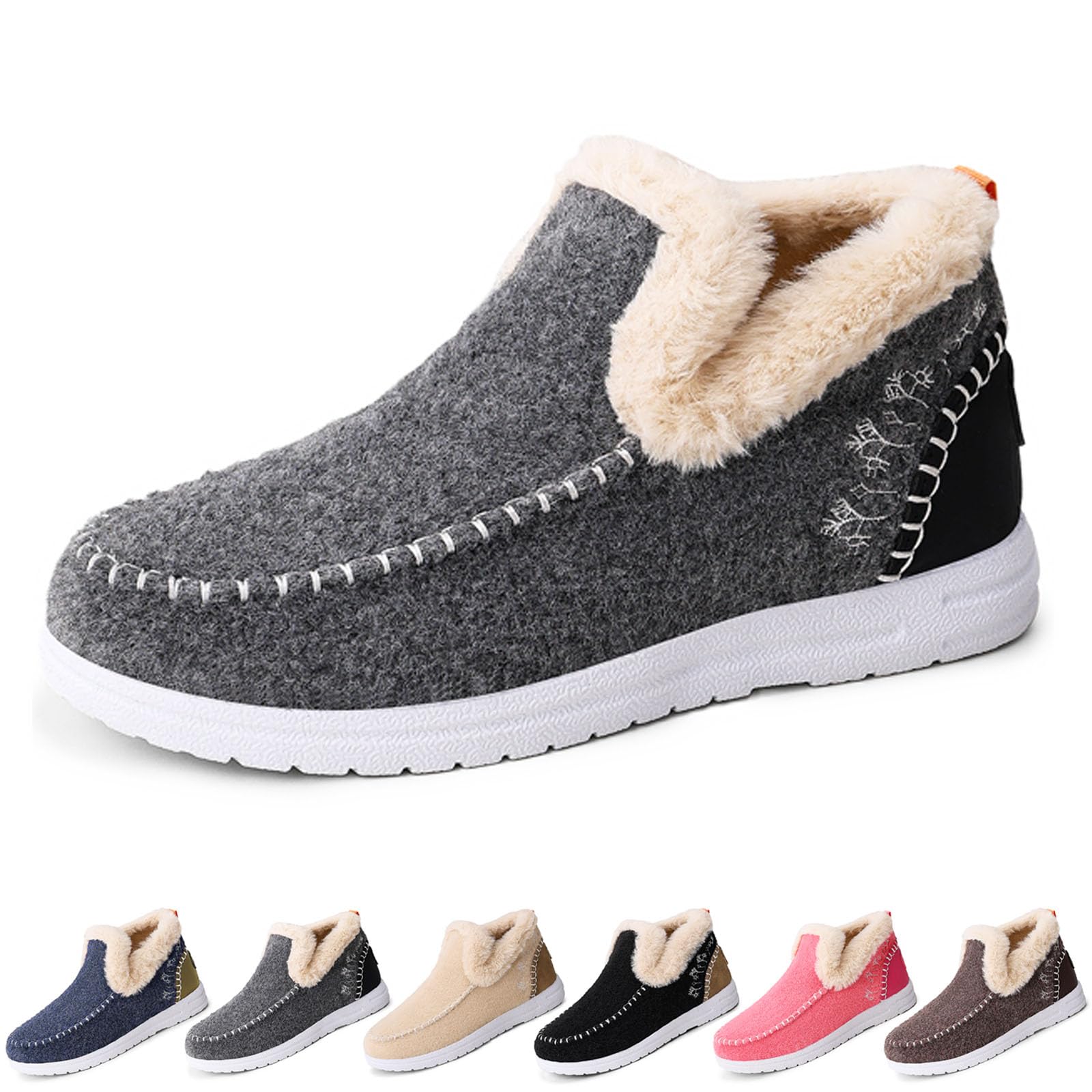 2025 New Women's Winter Plush Lined Flat Shoes Comfy Orthopedic Arch Support Outdoor Walking Shoes Classic Non-Slip Ankle Snow Boots