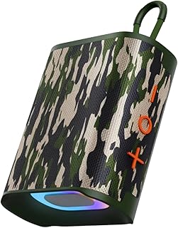 Caixa de Som Pequena Bluetooth Go 4 Pro 20W, Portátil, Super Bass,À Prova d'Àgua, IPX5, LED RGB USB/TF.Ideal Para Músicas,Festas,Esportes e Uso Diário(Camuflado)