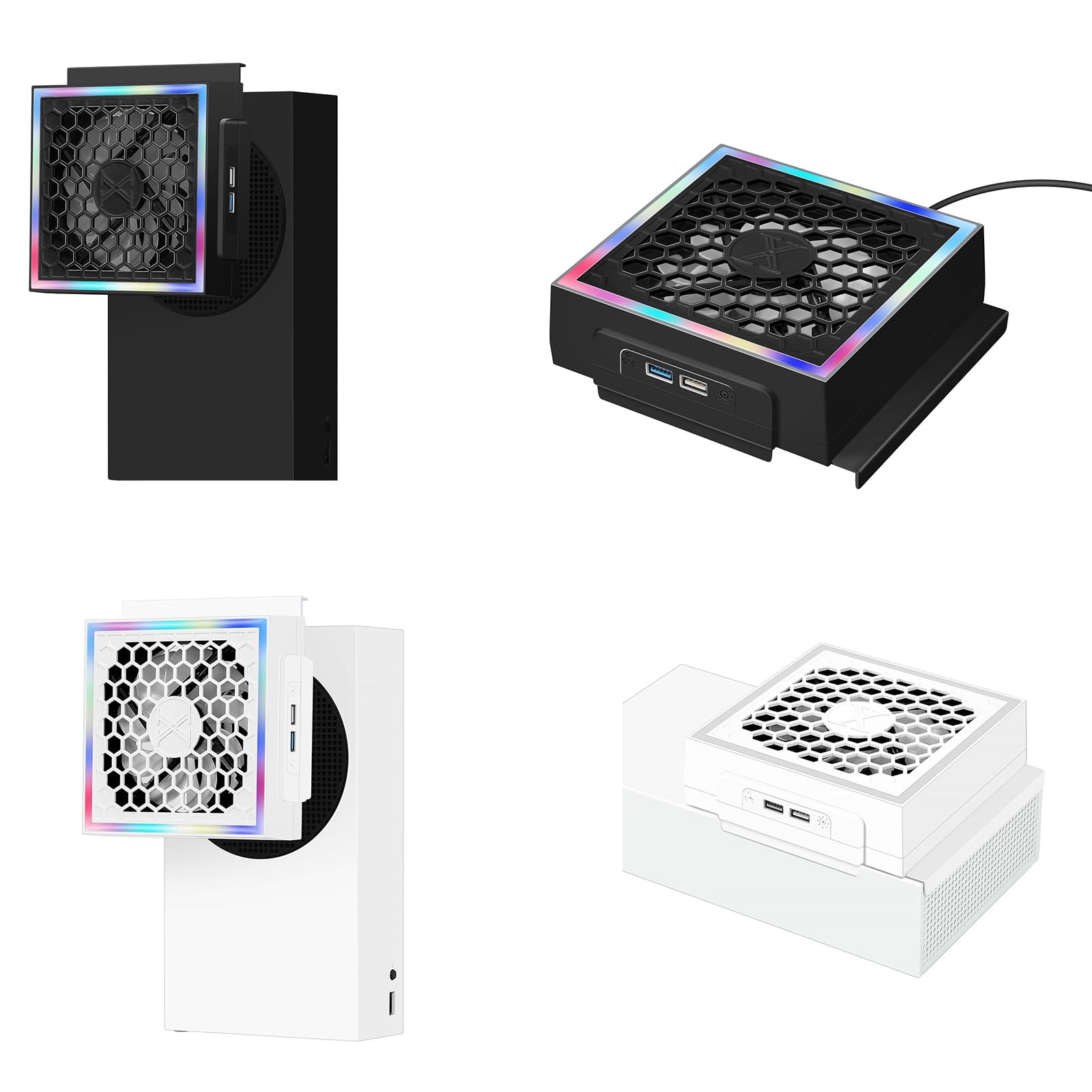 Ventola di raffreddamento per console di raffreddamento in serie con 2 porte USB e ventola di raffreddamento a basso rumore regolabile a 3 velocità