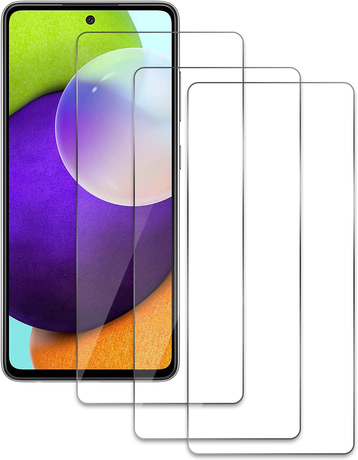 3Pack Screen Protector for Samsung Galaxy A52 5G,HD Tempered Glass Film [9H Hardness][Bubble-Free] [Shatter Proof] [Anti-fingerprint] [Easy Installation] Screen Protector Glass Compatible with Samsung Galaxy A52 5G