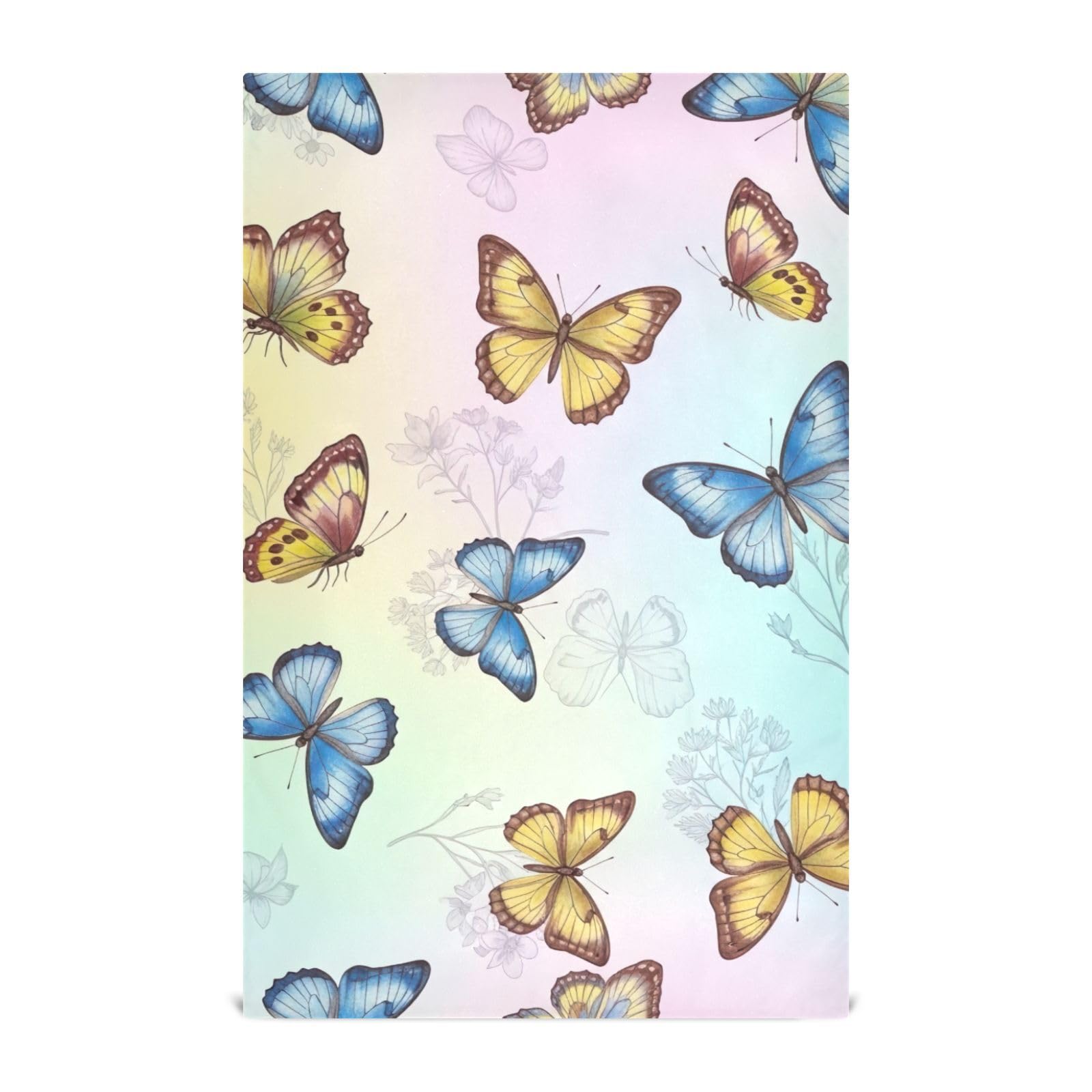 Torchons de cuisine motif papillons aquarelle bleu à offrir en cadeau