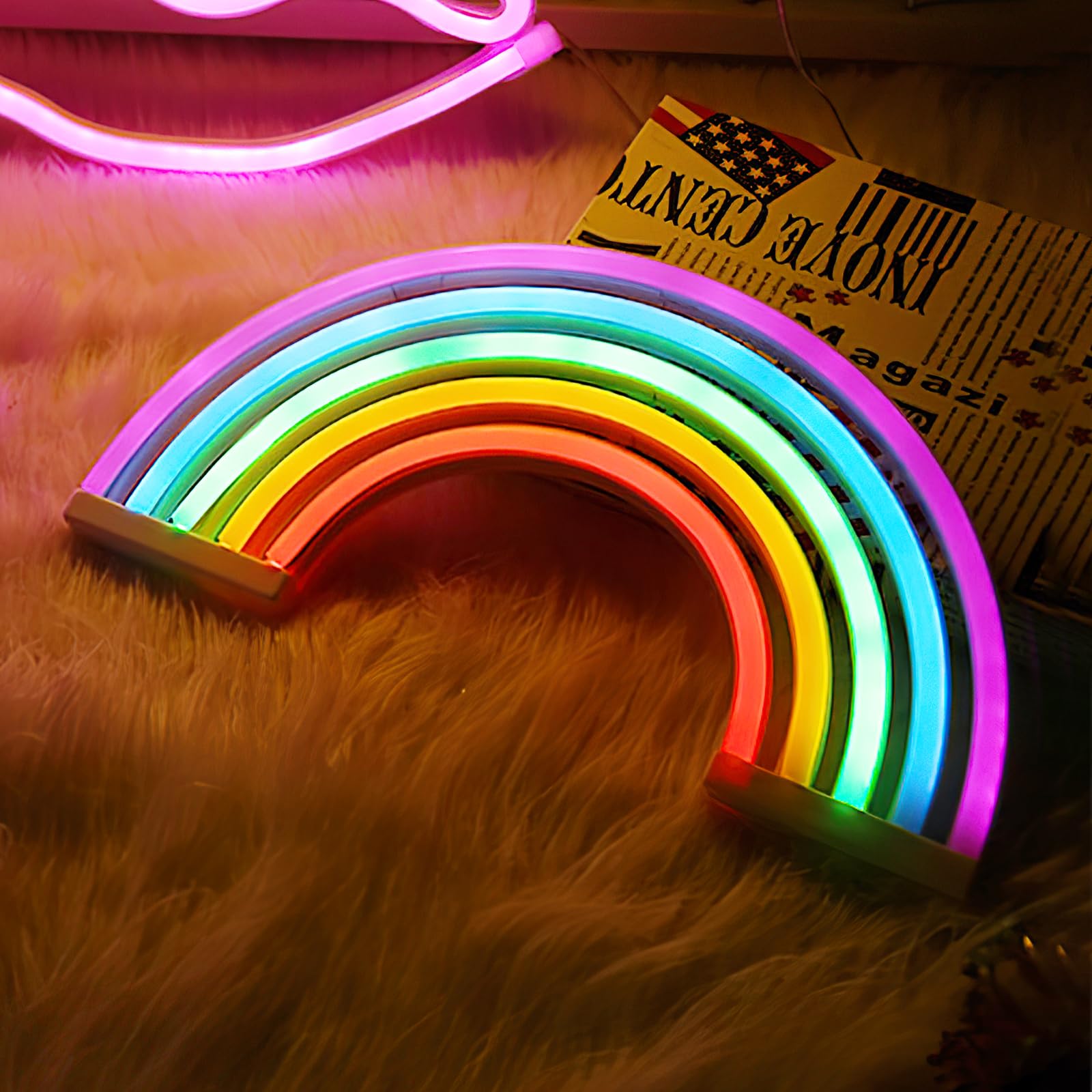 Tęczowa dekoracja LED neonowa lampka sygnalizacyjna, neonowe światło, urocza tęczowa neonowa lampka, dekoracja do sypialni, pokoju dziecięcego, na Boże Narodzenie