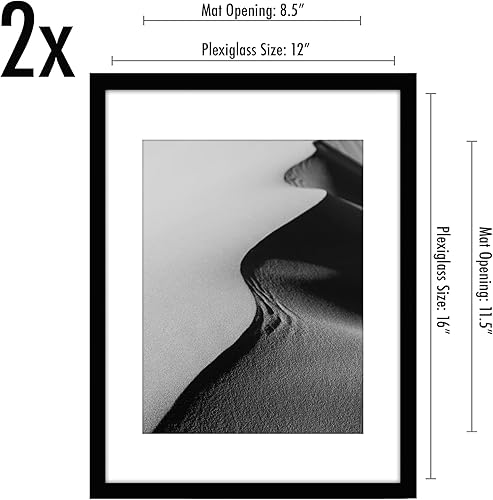 Vista 78 de Americanflat Portarretratos de 8 x 12 pulgadas con plexiglás pulido, juego de 2 portarretratos de 6 x 8 pulgadas con paspartú o para fotos de 8 x 12