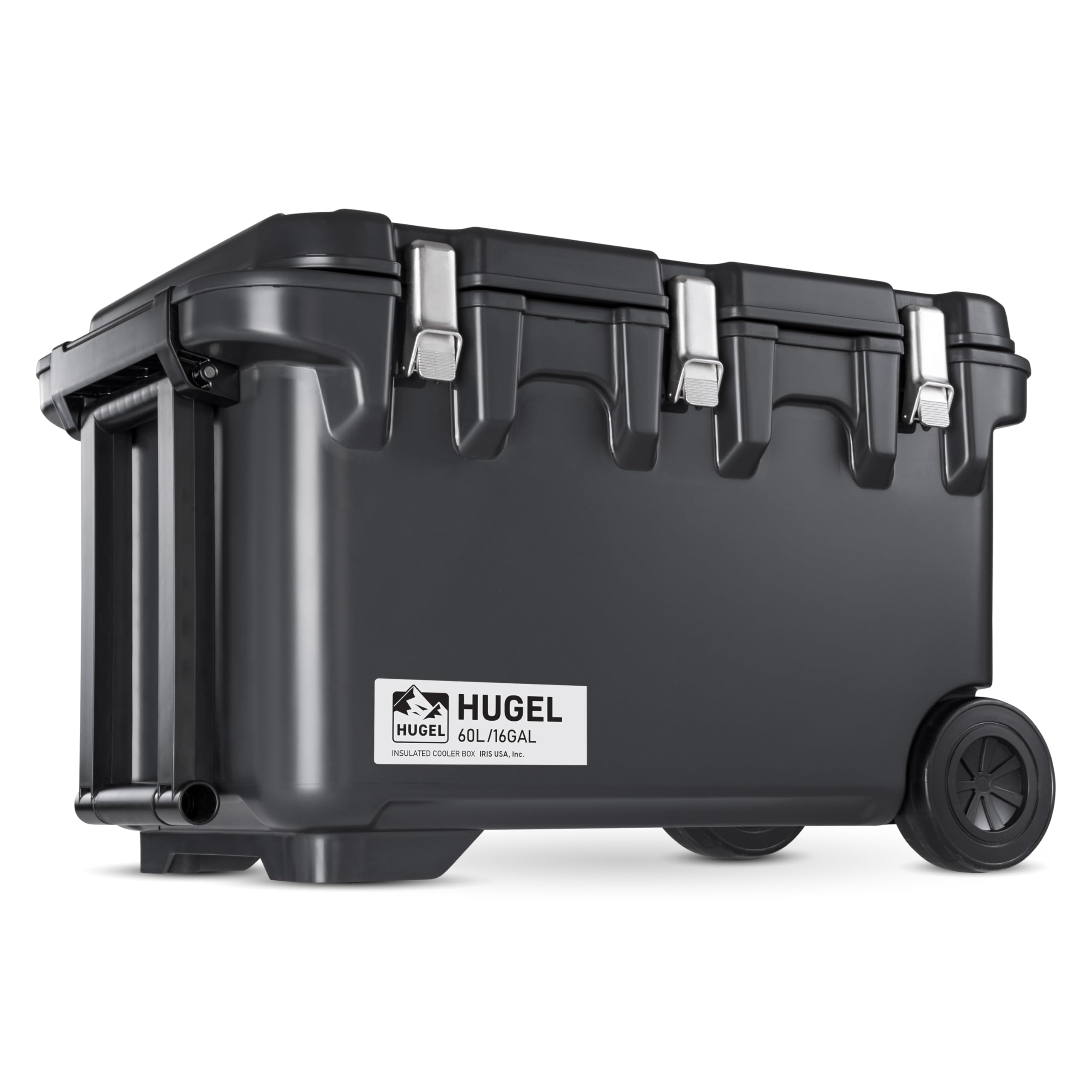 IRIS USA Hugel 64 QT Wheeled Cooler, Heavy-Duty Ice Chest with Metal Buckles, Leak-Resistant, Durable Hard Cooler for Camping, Fishing, Beach, Road