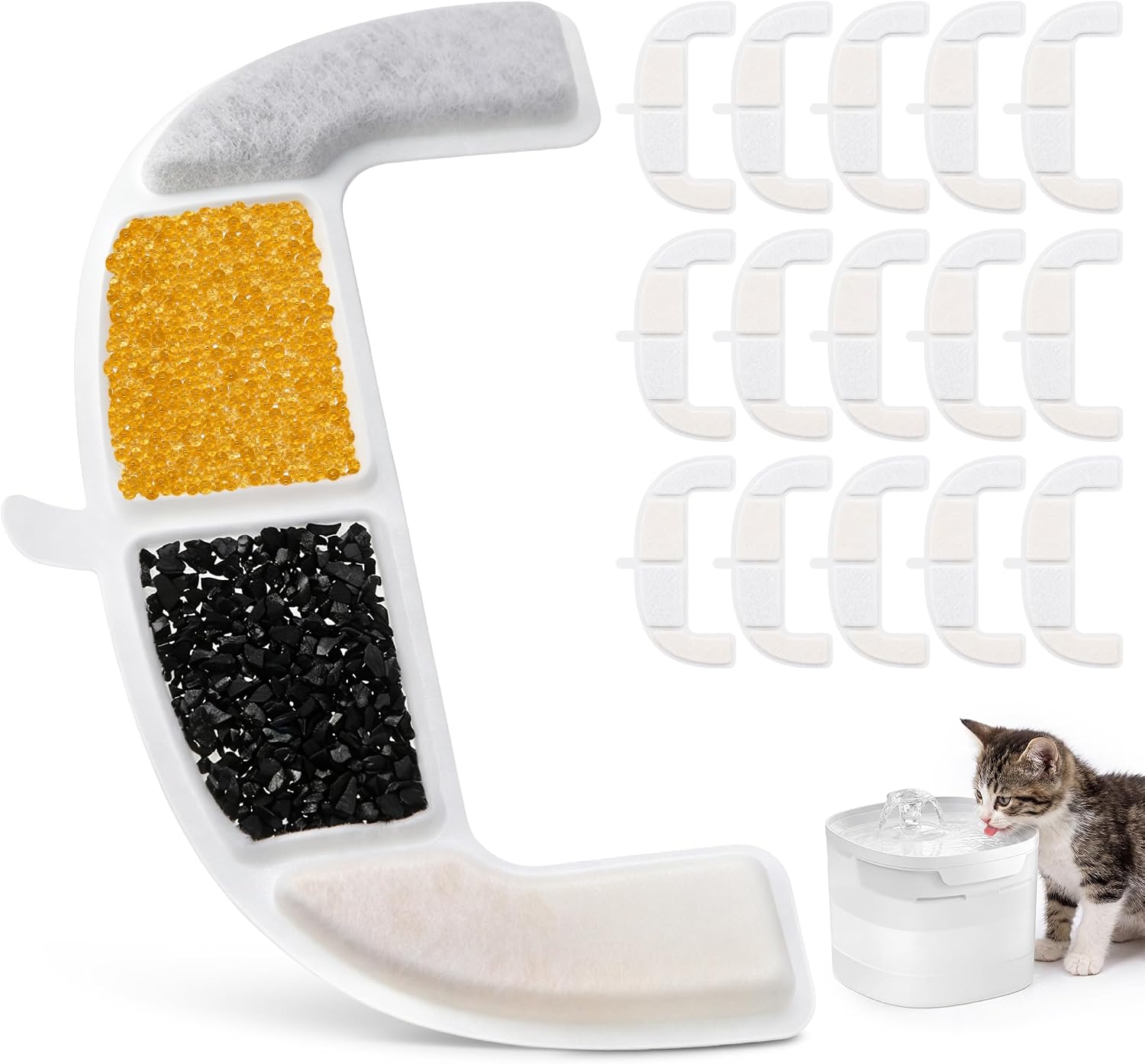 16 Pack Cat Water Fountain Filters Compatible with Cheerble Elfin E1 Lite