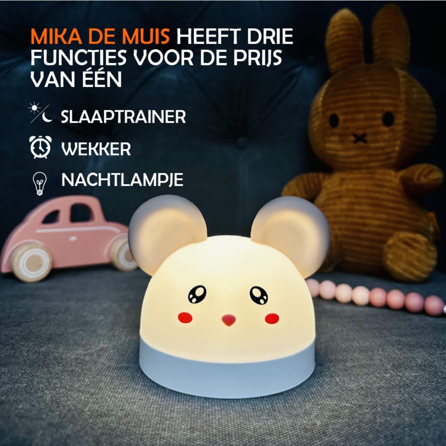 LunaVida Mika de Muis Slaaptrainer - Wake up light, nachtlampje, kinderklok | bol