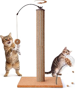 Cat Scratching Post with Snack Ball & Feather Toys for Kitten