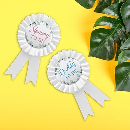 Miniatura 3 de CoolerthingsDG, Pin de insignia de hojalata para papá y mamá para ser blanco – Botón de baby shower, regalos para papá, fiesta de revelación de