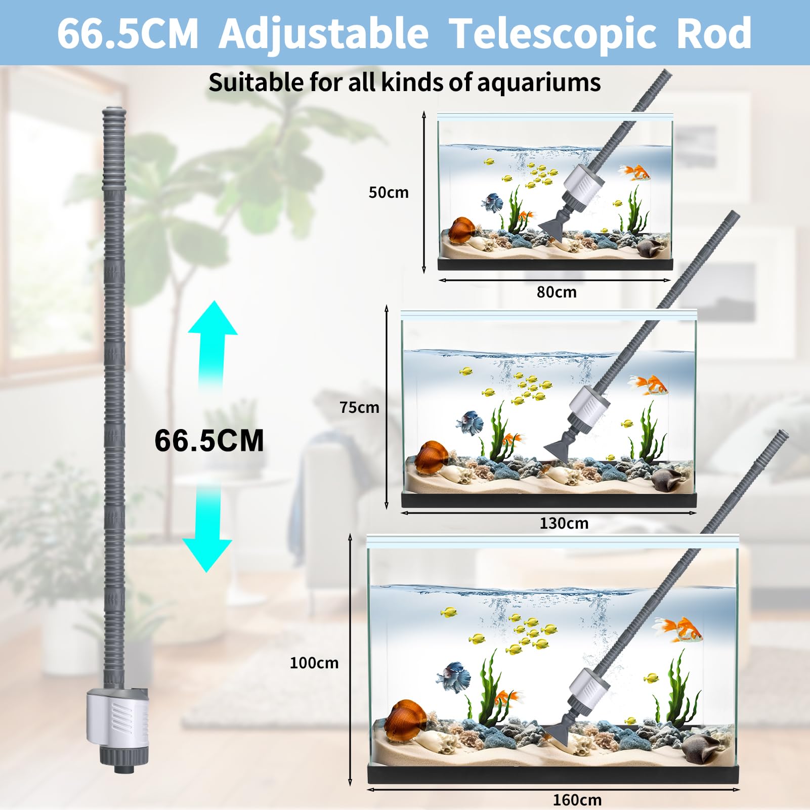 6 En 1 Aspirador Automático para Acuario, Limpiafondos Acuario, Sifonador Acuario Cambiador De Agua para Acuario Limpiador Cambio De Agua Lavado De Arena Y Absorción De Heces (Blanco)