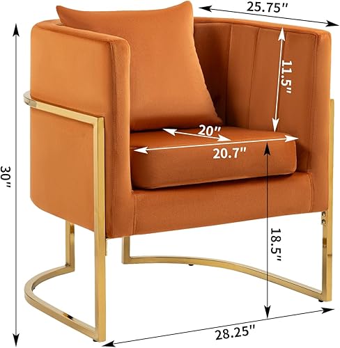 Miniatura 2 de Silla decorativa moderna de terciopelo, sillón tapizado de mediados de siglo con almohada para sala de estar, cómoda silla de tocador individual con