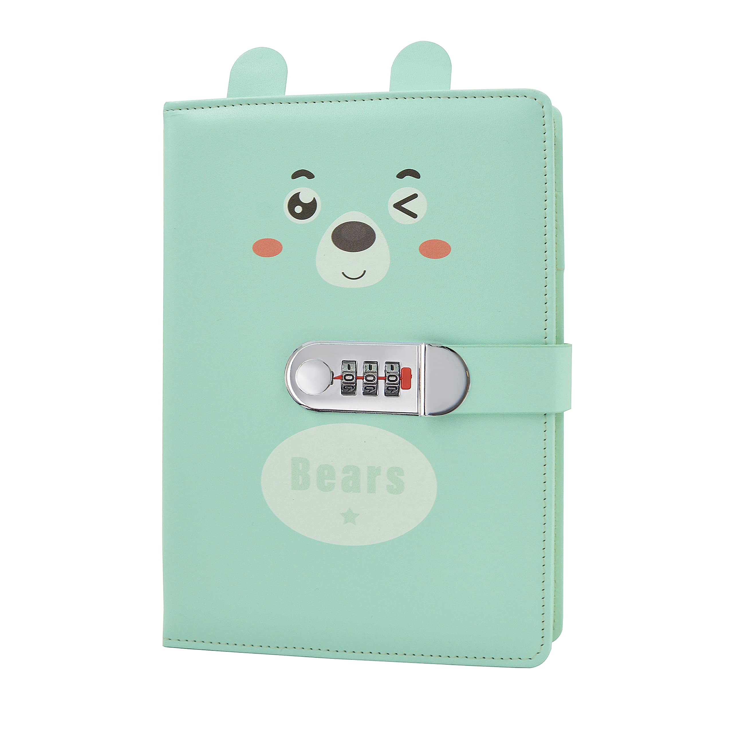 LinYesh A5 Creative Vintage PU Leather Combination Lock Diary, Writing Notebook Planner Organiser, Password Diary, Secret Diary, Gift for Children Kid Girls Boys, 220 x 150 mm (Green)
