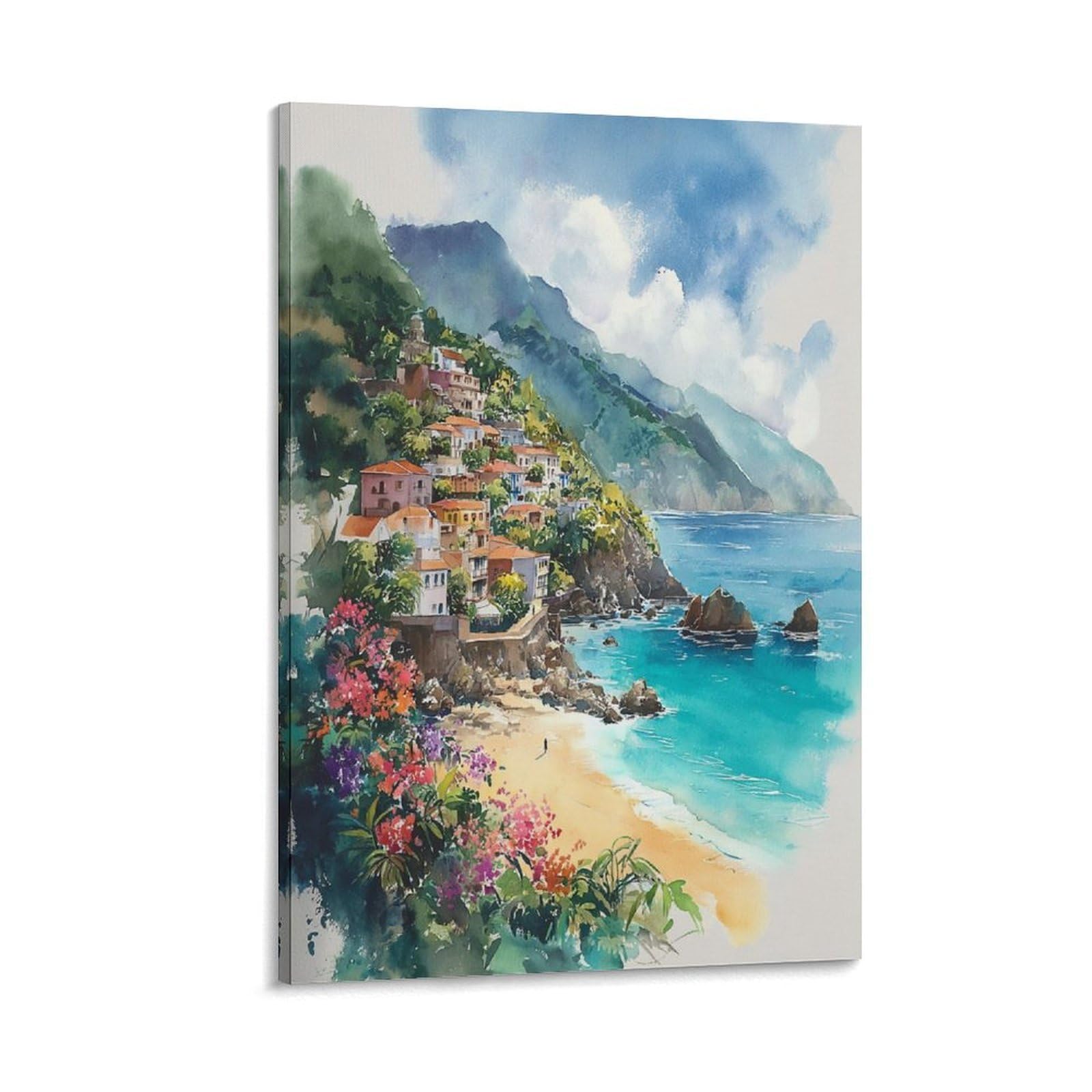 XWYMXZ Grenada Watercolor Painting Caribbean Travel Poster 20x30inch(50x75cm) Vintage Watercolor Canvas Art