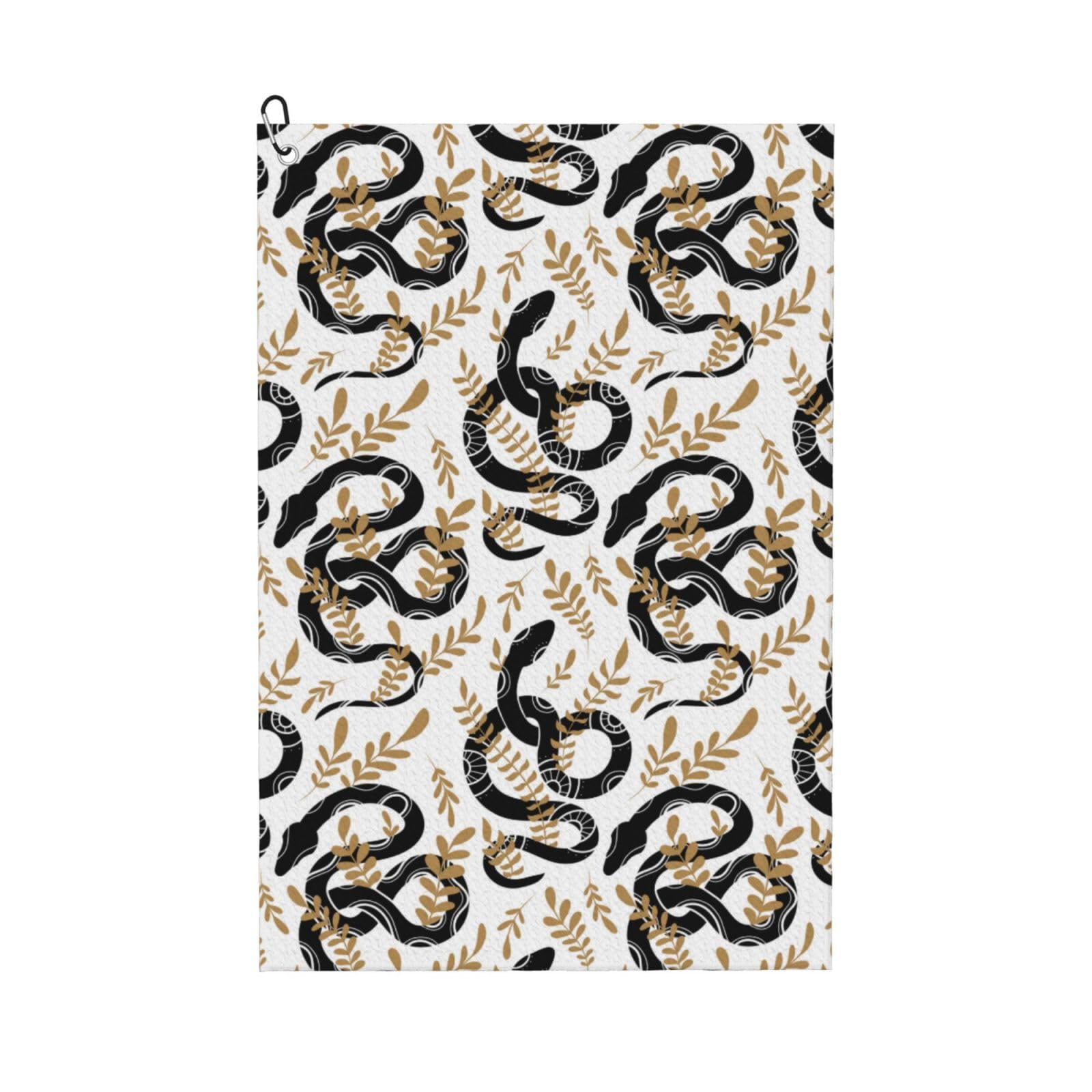 AOOEDM Snake Print Golf Towel with Carabiner Clip Absorbent Microfiber Golf Towel for Cleaning Golf Ball Club Putter Iron for Golf Bag Trolly Belt Loop 16" X 24"