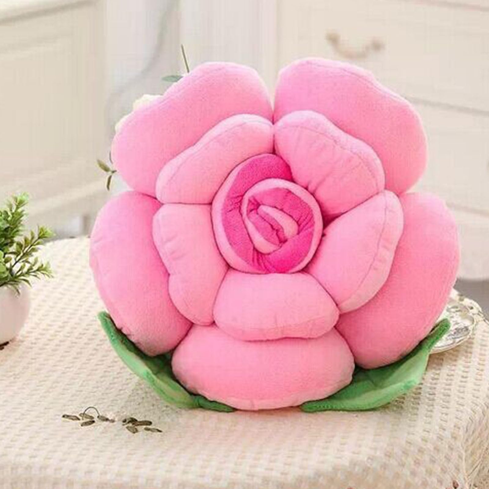 Chickwin Cute Flower Pillow, Rose Flower Shaped Cushion Soft Plush Seating Cushion Aesthetic Pillows for Bedroom Sofa Chair Cute Room Decor (Pink,60 * 60cm)