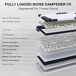 Redragon K745 PRO Wireless Gasket RGB Gaming Keyboard, 108 Keys Mechanical Keyboard w/Extra 4 Hotkeys, Hot-Swap Socket, 5-Layer Noise Dampening, See-Through Round PBT Keycaps, Mint Mambo Switch