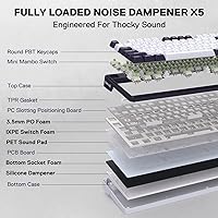 Vista 4 de Redragon K745 PRO Teclado de Juegos Inalámbrico con Sello RGB, Teclado Mecánico de 108 Teclas con 4 Teclas Extra, Enchufe LED Orientado al Sur