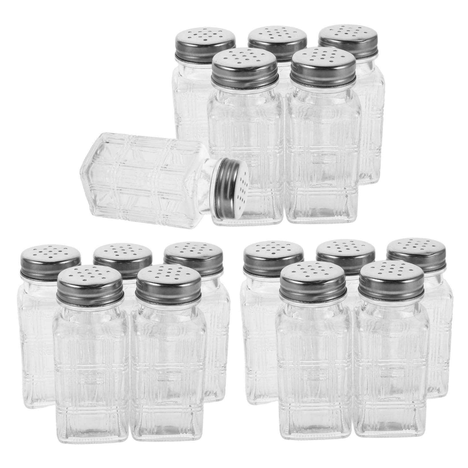 SOLUSTRE 16stücke Teiliges von Transparenten Gewürzgläsern aus Glas mit Deckeln zur Aufbewahrung von Gewürzen und Zutaten für Küche Quadratische Form für Stabiles Stand